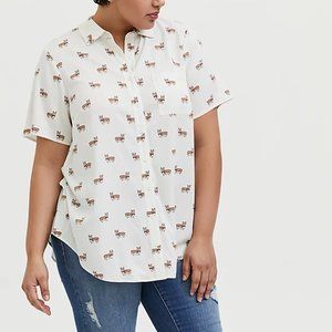 Torrid Short Sleeved Corgi Button Down